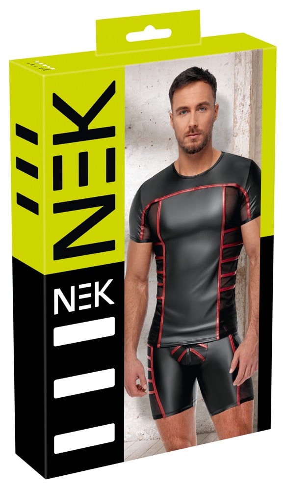 Herren Shirt Schwarz/Rot 2XL