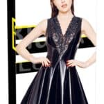 Lack Kleid mit Spitze XL