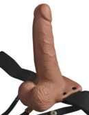 6" Hollow Rechargeable Strap-On with Balls Tan – Bild 2
