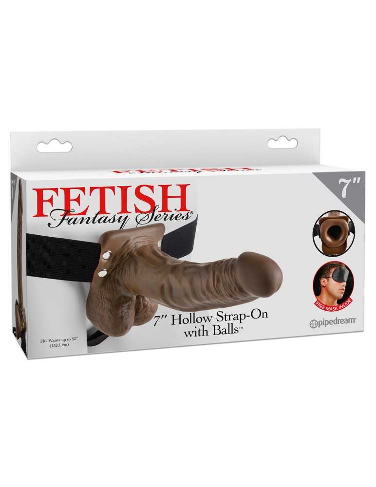 62100 7" Hollow Strap-On with Ball Brown/Black – Bild 1