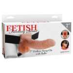 7" Hollow Strap-On with Balls  Light/Black