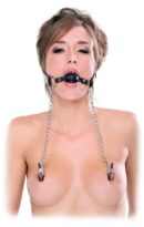 Deluxe Ball Gag and Nipple Clamps  Silver/Black – Bild 2