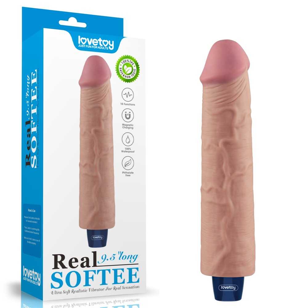 66114 9.5" REAL SOFTEE Rechargeable Vibrating Dildo(Flesh) – Bild 1