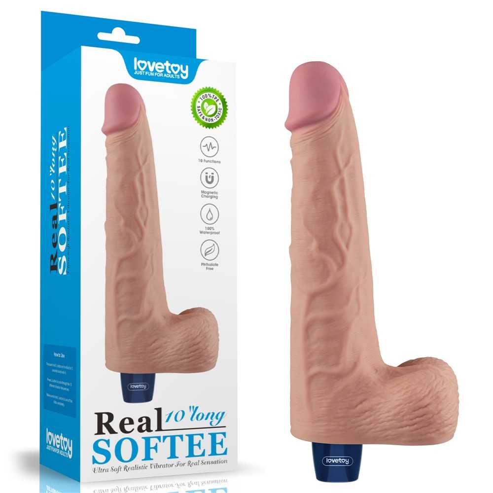 66129 10" REAL SOFTEE Rechargeable Vibrating Dildo(Flesh) – Bild 1