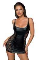 Powerwetlook dress with lace inserts - M
