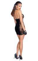 Short tulle dress, Powerwetlook inserts and corset binding - S – Bild 3