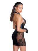 Short tulle dress, Powerwetlook inserts and corset binding - M – Bild 2