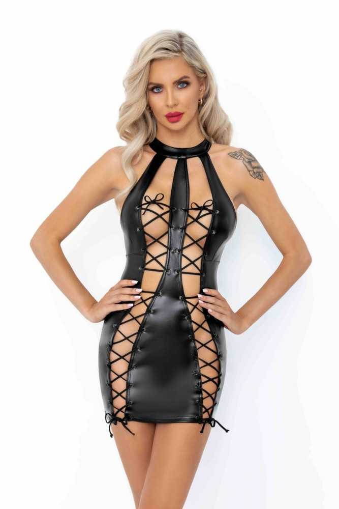 70105 Powerwetlook dress with double lace-up front - L – Bild 1