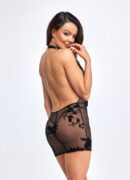 Mythos mini flocked mesh dress with jewelry rhinestone chain - L – Bild 2