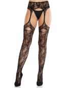 Net Stockings with Attached Garter Belt - Black O/S – Bild 4