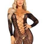 Crotchless, Footless Lingerie Bodystocking - Black O/S
