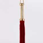 Flogger with Metallic Leather Handle and Suede Leather Tails Red 18"