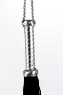 Flogger with Metallic Leather Handle and Suede Leather Tails Black 18" – Bild 3