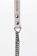 Lamb Leather Handle with 2 Rows of Small Rhinestones and Metal Chain White – Bild 5