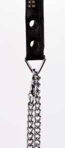 Lamb Leather Handle with 2 Rows of Small Rhinestones and Metal Chain Black – Bild 4