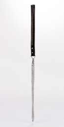 Lamb Leather Handle with 2 Rows of Small Rhinestones and Metal Chain Black – Bild 5