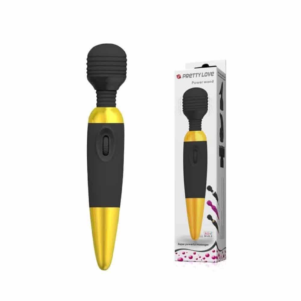 46429 Pretty Love Power Wand Massagestab Schwarz/Gold – Bild 1